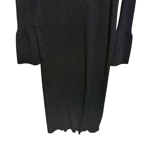 Paige Black Sundara Dress Midi 70s Bell Sleeves Winter Fall Ribbed Button Up XL - Picture 4 of 11